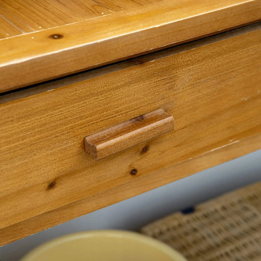 Outsunny Potting Bench Table, Garden Work Bench, Outdoor Wooden Workstation with Tiers of Shelves and Drawer for Patio, Courtyards, Balcony, Brown Default -DTYStore