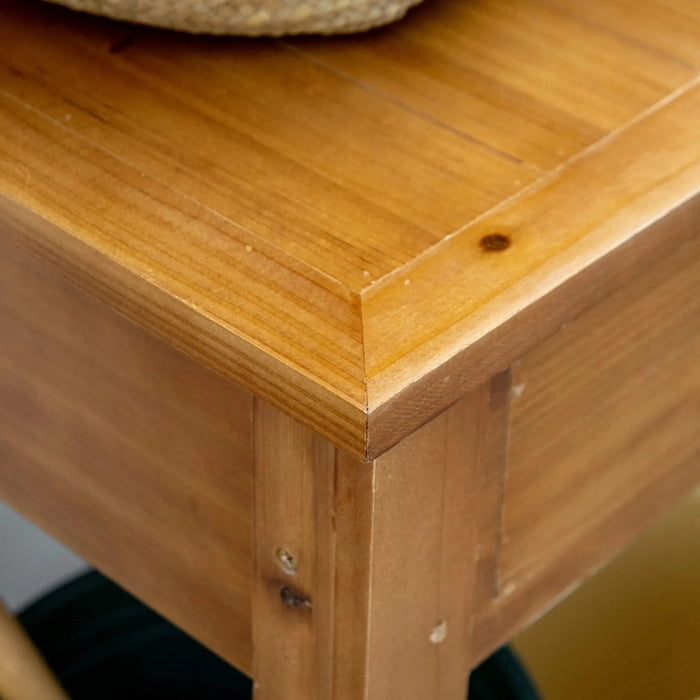 Outsunny Potting Bench Table, Garden Work Bench, Outdoor Wooden Workstation with Tiers of Shelves and Drawer for Patio, Courtyards, Balcony, Brown Default -DTYStore