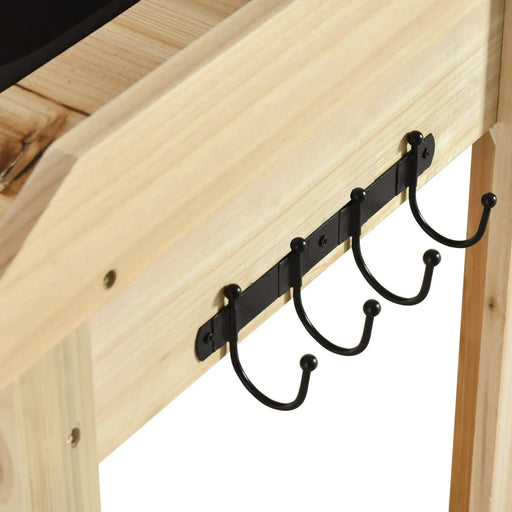 Outsunny Potting Bench Table, Garden Work Bench, Workstation with Metal Sieve Screen, Removable Sink, Additional Hooks and Baskets for Patio, Courtyards, Balcony, Natural Default -DTYStore