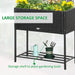 Outsunny Raised Garden Bed, Elevated Planter Box with Rattan Wicker Look, Tool Storage Shelf, Portable Design for Herbs, Vegetables, Flowers, Black Default -DTYStore