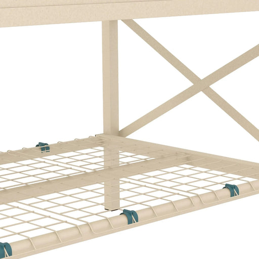 Outsunny Raised Garden Bed with Galvanized Steel Frame, Storage Shelf and Bed Liner, Elevated Planter Box with Legs for Vegetables, Flowers, Herbs, Cream Default -DTYStore