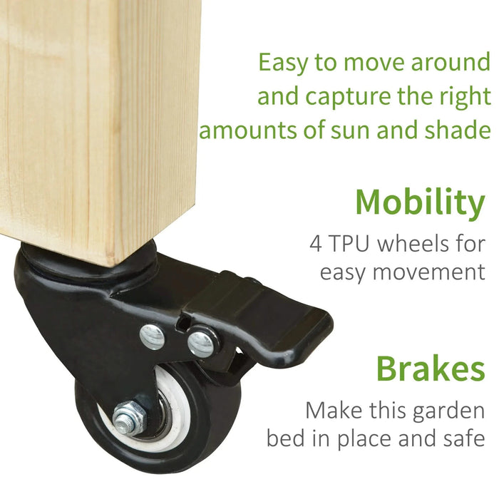 Outsunny Raised Garden Bed with Lockable Wheels and Storage Shelf, Natural Wood, 47 x 22 x 33 Inches Default -DTYStore