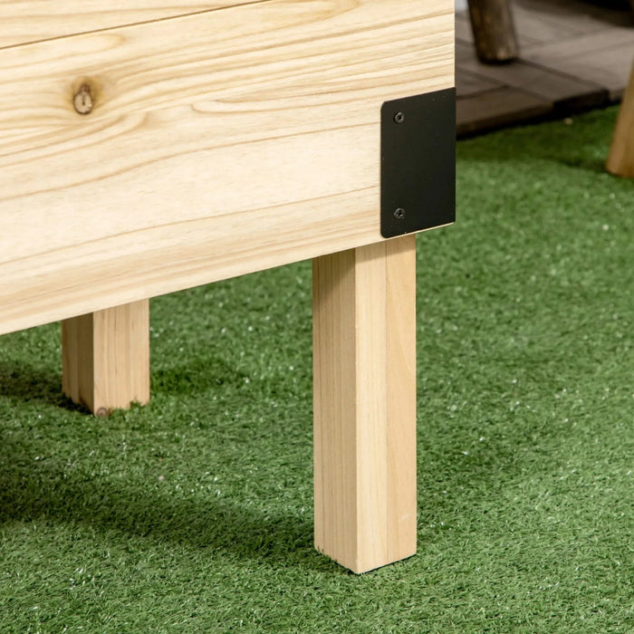 Outsunny Raised Garden Bed with Trellis, 2 Tier Wooden Elevated Planter Box with Legs and Metal Corners for Vegetables, Flowers, Herbs, Natural Default -DTYStore