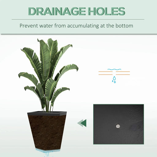 Outsunny Set of 3 Tall Planters, 18', 15.25', 11.75', MgO Indoor Outdoor Planters with Drainage Holes, Stackable Flower Pots for Garden, Patio, Balcony, Front Door, Black Default -DTYStore