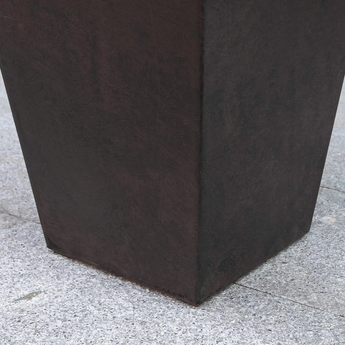 Outsunny Set of 3 Tall Planters with Drainage Hole, 28' Outdoor Flower Pots, Indoor Planters for Porch Patio and Deck, Brown Default -DTYStore