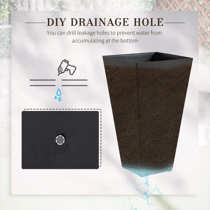 Outsunny Set of 3 Tall Planters with Drainage Hole, 28' Outdoor Flower Pots, Indoor Planters for Porch Patio and Deck, Brown Default -DTYStore