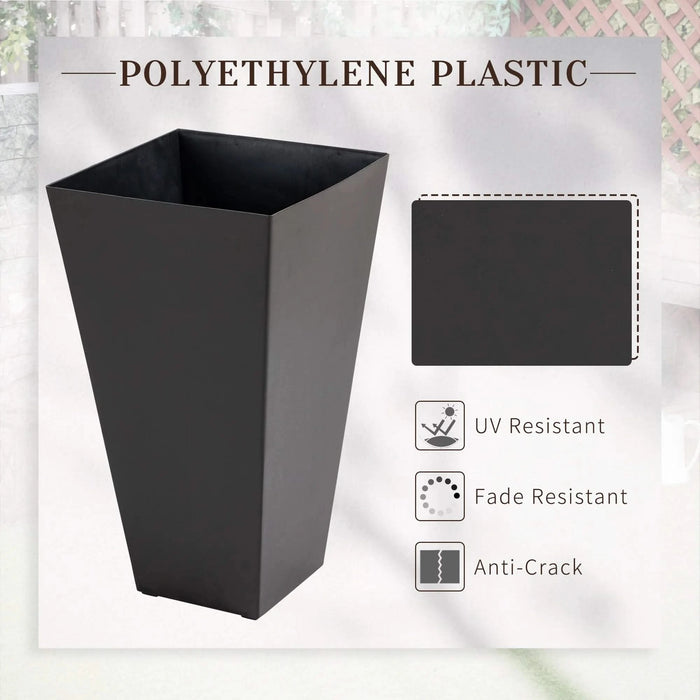 Outsunny Set of 3 Tall Planters with Drainage Hole, 28' Outdoor Flower Pots, Indoor Planters for Porch Patio and Deck, Brown Default -DTYStore