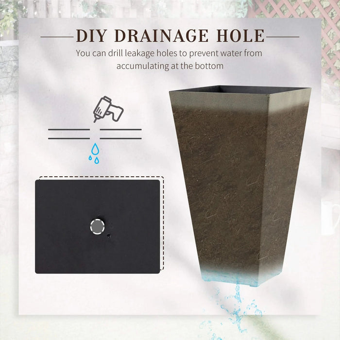 Outsunny Set of 3 Tall Planters with Drainage Hole, 28' Outdoor Flower Pots, Indoor Planters for Porch Patio and Deck, Gray Default -DTYStore