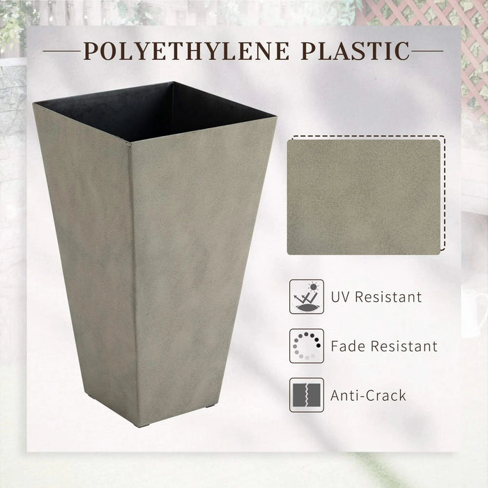 Outsunny Set of 3 Tall Planters with Drainage Hole, 28' Outdoor Flower Pots, Indoor Planters for Porch Patio and Deck, Gray Default -DTYStore