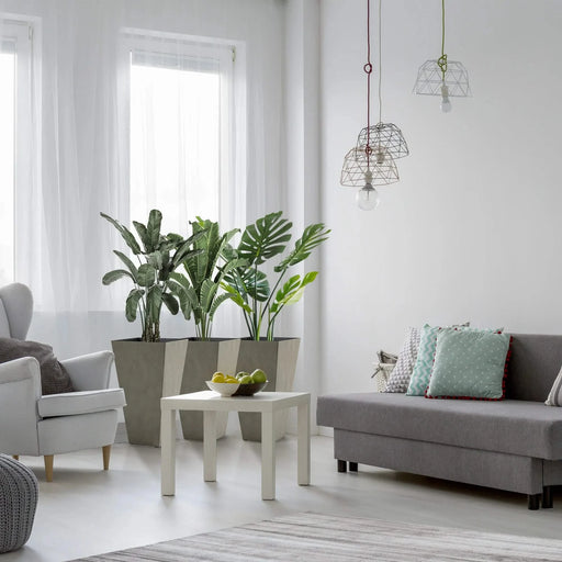 Outsunny Set of 3 Tall Planters with Drainage Hole, 28' Outdoor Flower Pots, Indoor Planters for Porch Patio and Deck, Gray Default -DTYStore