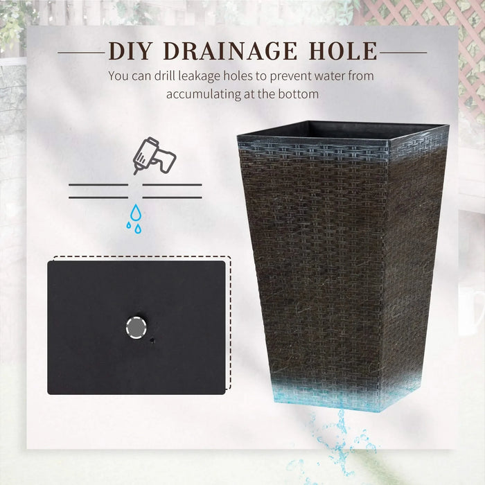 Outsunny Set of 3 Tall Planters with Drainage Hole, Outdoor Flower Pots, Indoor Planters for Porch, Front Door, Entryway, Patio and Deck, Gray Default -DTYStore