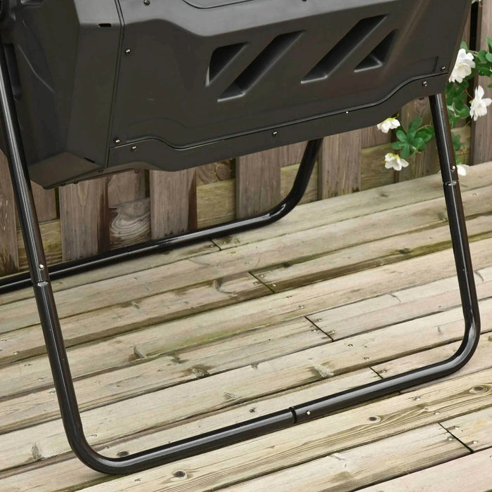 Outsunny Tumbling Compost Bin Outdoor 360° Dual Chamber Rotating Composter 43 Gallon, Green- DTY Store