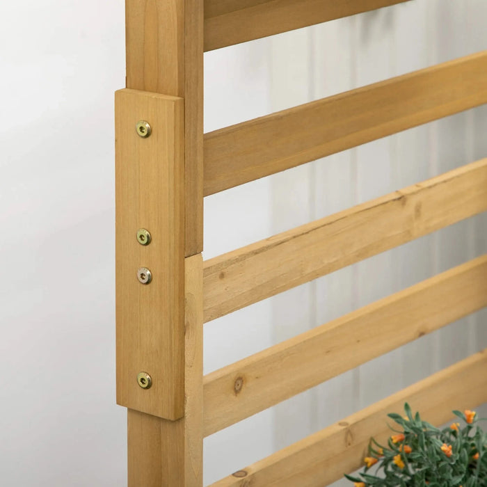 Outsunny Wooden Plant Trellis Stand with 5 Hanging Planter Boxes, Freestanding Outdoor Plant Stand for Patio, Garden, Balcony, Porch Default -DTYStore