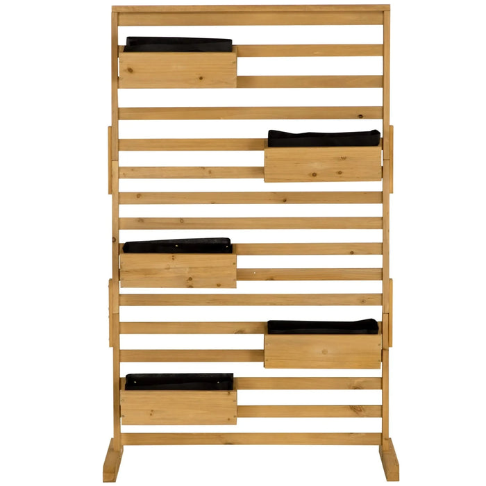 Outsunny Wooden Plant Trellis Stand with 5 Hanging Planter Boxes, Freestanding Outdoor Plant Stand for Patio, Garden, Balcony, Porch Default -DTYStore