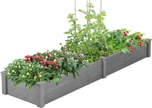 Over Ground Raised Garden Bed, Large Long Planter Box, Tool-Free Assembly, Gray, Solid Wood, 96x28x10 inches Default -DTYStore