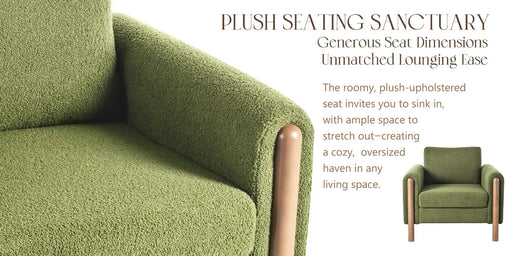 Oversized Accent Chair, Upholstered Living Room Chairs Single Sofa Chair with Walnut Legs, Curved handrail, Green Default -DTYStore