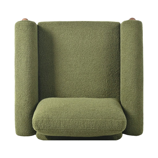 Oversized Accent Chair, Upholstered Living Room Chairs Single Sofa Chair with Walnut Legs, Curved handrail, Green Default -DTYStore