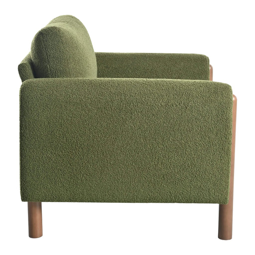 Oversized Accent Chair, Upholstered Living Room Chairs Single Sofa Chair with Walnut Legs, Curved handrail, Green Default -DTYStore