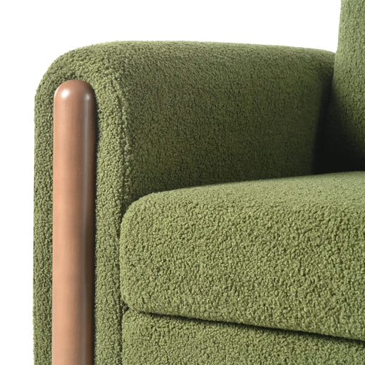 Oversized Accent Chair, Upholstered Living Room Chairs Single Sofa Chair with Walnut Legs, Curved handrail, Green Default -DTYStore