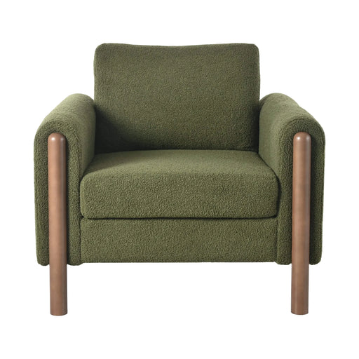 Oversized Accent Chair, Upholstered Living Room Chairs Single Sofa Chair with Walnut Legs, Curved handrail, Green Default -DTYStore