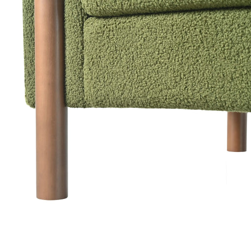 Oversized Accent Chair, Upholstered Living Room Chairs Single Sofa Chair with Walnut Legs, Curved handrail, Green Default -DTYStore
