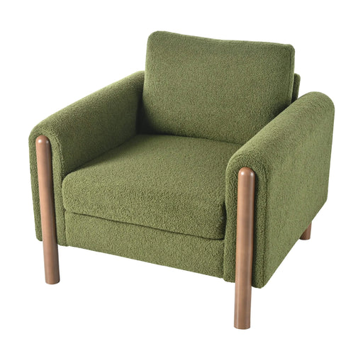 Oversized Accent Chair, Upholstered Living Room Chairs Single Sofa Chair with Walnut Legs, Curved handrail, Green Default -DTYStore