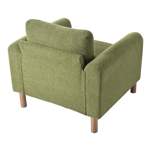 Oversized Accent Chair, Upholstered Living Room Chairs Single Sofa Chair with Walnut Legs, Curved handrail, Green Default -DTYStore