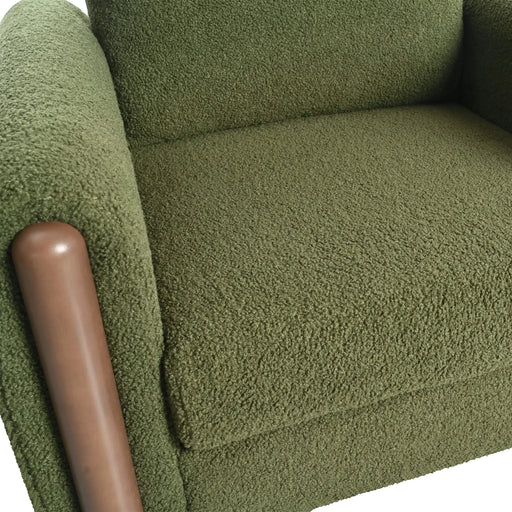 Oversized Accent Chair, Upholstered Living Room Chairs Single Sofa Chair with Walnut Legs, Curved handrail, Green Default -DTYStore
