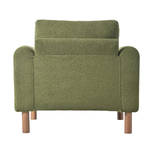 Oversized Accent Chair, Upholstered Living Room Chairs Single Sofa Chair with Walnut Legs, Curved handrail, Green Default -DTYStore