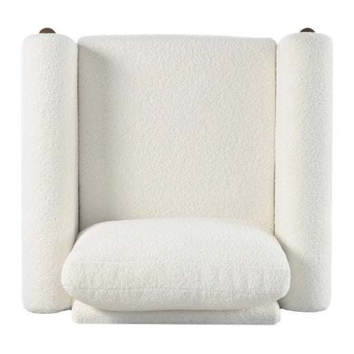 Oversized Accent Chair, Upholstered Living Room Chairs Single Sofa Chair with Walnut Legs, Curved handrail, White Default -DTYStore