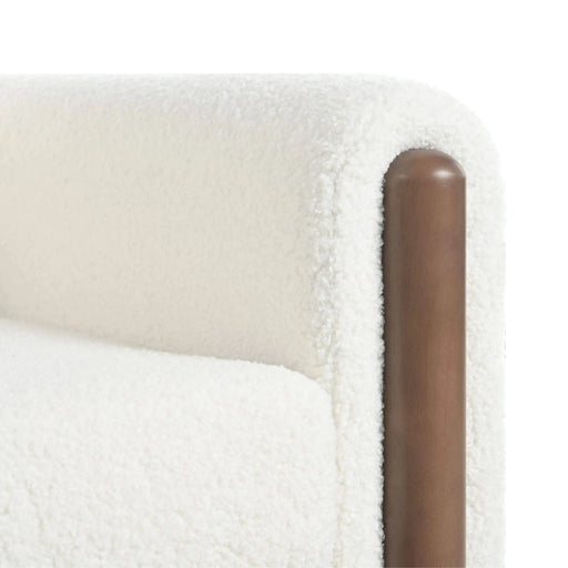 Oversized Accent Chair, Upholstered Living Room Chairs Single Sofa Chair with Walnut Legs, Curved handrail, White Default -DTYStore