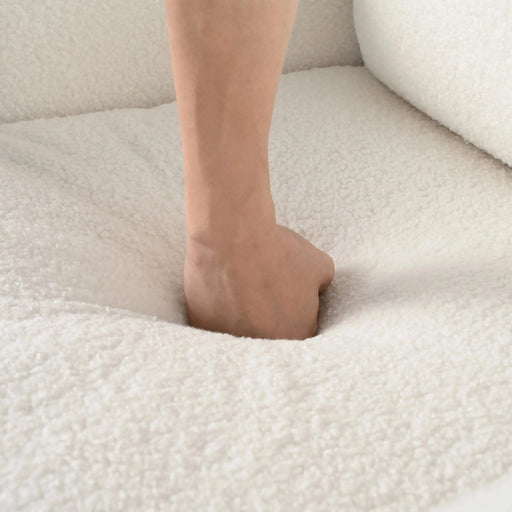 Oversized Accent Chair, Upholstered Living Room Chairs Single Sofa Chair with Walnut Legs, Curved handrail, White Default -DTYStore