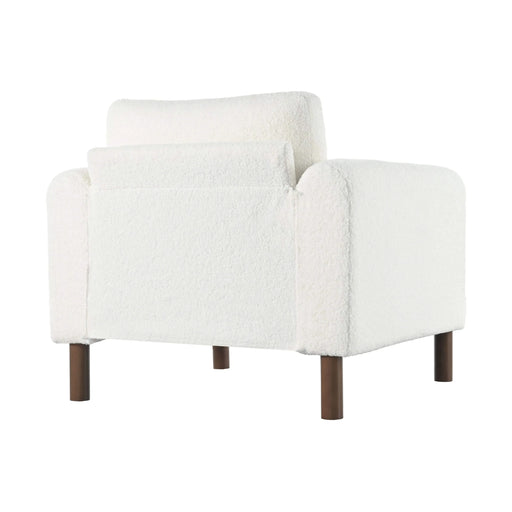 Oversized Accent Chair, Upholstered Living Room Chairs Single Sofa Chair with Walnut Legs, Curved handrail, White Default -DTYStore