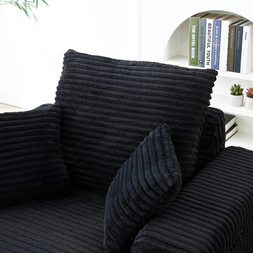 Oversized Accent Chair with Ottoman, Single Sofa Chair with Large Seat and Extra Wide Armrests, Modern Comfy Armchair Reading Chairs for Bedroom Living Room,Black Default -DTYStore