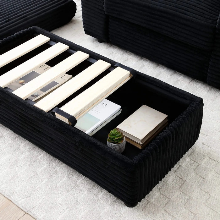 Oversized Accent Chair with Ottoman, Single Sofa Chair with Large Seat and Extra Wide Armrests, Modern Comfy Armchair Reading Chairs for Bedroom Living Room,Black Default -DTYStore