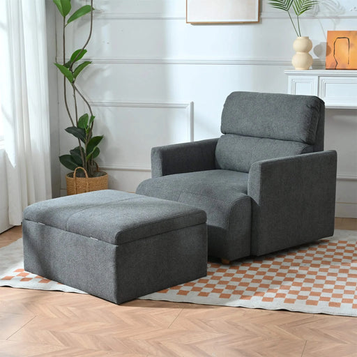 Oversized Chair w/Storage Ottoman, Wide Accent Armchair Chair for Living Room, Modern Lounge Chair, Upholstered Mid-Century Reading Chair, Comfy Living Room Chair, Deep Seat Sofa Couch(Dark Gray) Default -DTYStore