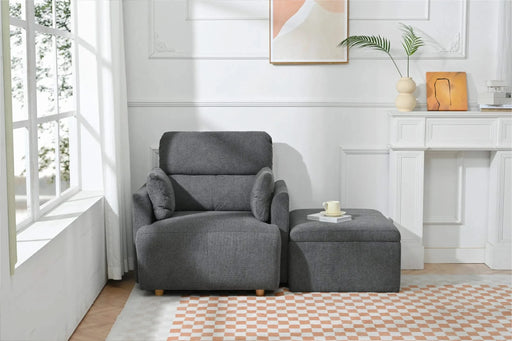 Oversized Chair w/Storage Ottoman, Wide Accent Armchair Chair for Living Room, Modern Lounge Chair, Upholstered Mid-Century Reading Chair, Comfy Living Room Chair, Deep Seat Sofa Couch(Dark Gray) Default -DTYStore
