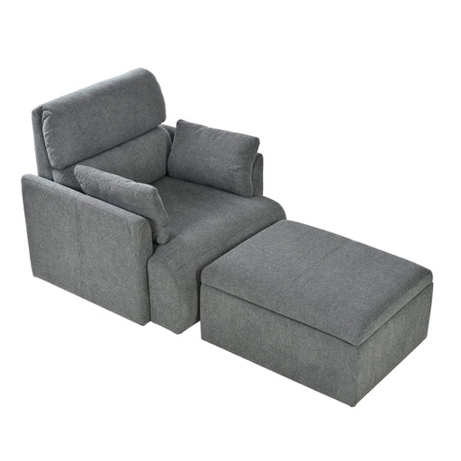 Oversized Chair w/Storage Ottoman, Wide Accent Armchair Chair for Living Room, Modern Lounge Chair, Upholstered Mid-Century Reading Chair, Comfy Living Room Chair, Deep Seat Sofa Couch(Dark Gray) Default -DTYStore