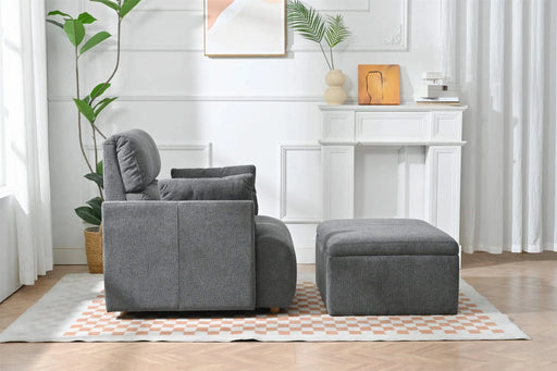 Oversized Chair w/Storage Ottoman, Wide Accent Armchair Chair for Living Room, Modern Lounge Chair, Upholstered Mid-Century Reading Chair, Comfy Living Room Chair, Deep Seat Sofa Couch(Dark Gray) Default -DTYStore