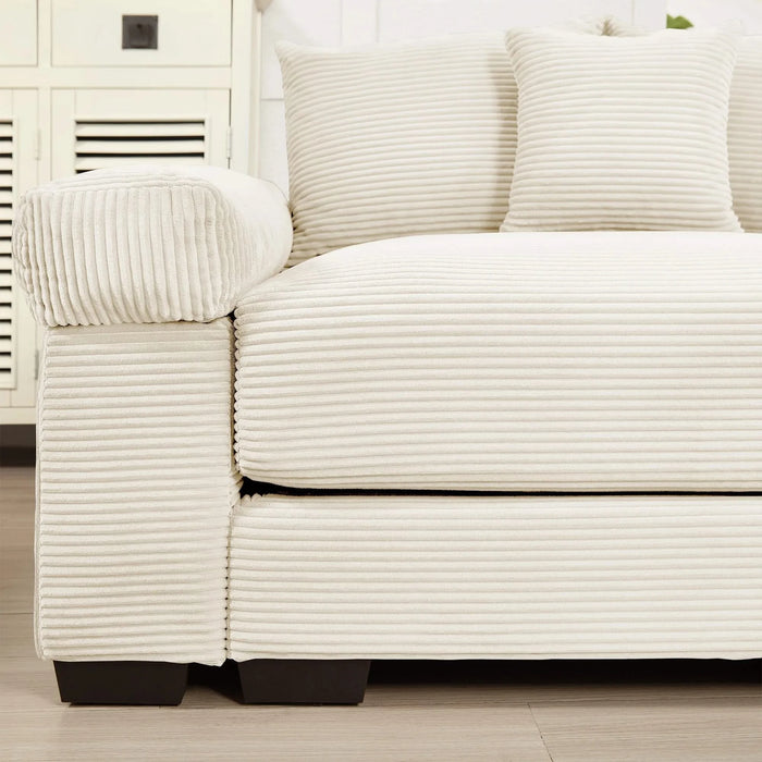 Oversized Cloud Modular Sectional Couch,Convertible Sectional Couches , Extra-Thick Armrests With Chaise,Soft Corduroy Fabric,Ergonomic Design, Easy Assembly,For Living Rooms Reading Rooms,Cream Default -DTYStore