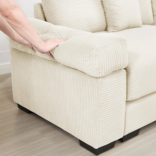 Oversized Cloud Modular Sectional Couch,Convertible Sectional Couches , Extra-Thick Armrests With Chaise,Soft Corduroy Fabric,Ergonomic Design, Easy Assembly,For Living Rooms Reading Rooms,Cream Default -DTYStore