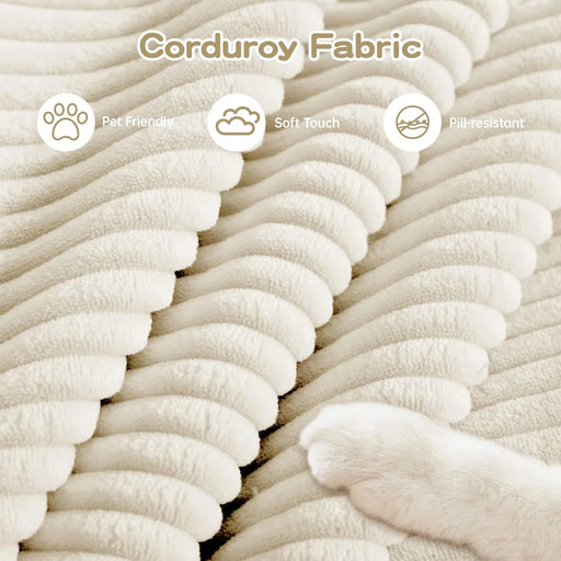 Oversized Cloud Modular Sectional Couch,Convertible Sectional Couches , Extra-Thick Armrests With Chaise,Soft Corduroy Fabric,Ergonomic Design, Easy Assembly,For Living Rooms Reading Rooms,Cream Default -DTYStore