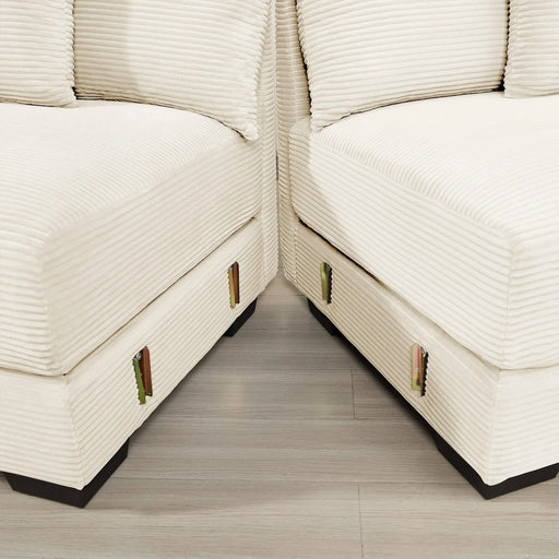 Oversized Cloud Modular Sectional Couch,Convertible Sectional Couches , Extra-Thick Armrests With Chaise,Soft Corduroy Fabric,Ergonomic Design, Easy Assembly,For Living Rooms Reading Rooms,Cream Default -DTYStore