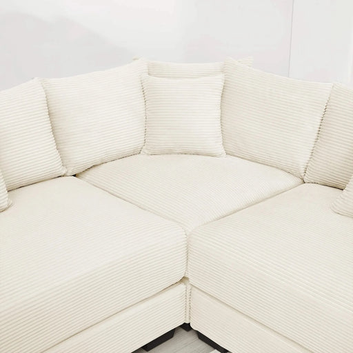 Oversized Cloud Modular Sectional Couch,Convertible Sectional Couches , Extra-Thick Armrests With Chaise,Soft Corduroy Fabric,Ergonomic Design, Easy Assembly,For Living Rooms Reading Rooms,Cream Default -DTYStore
