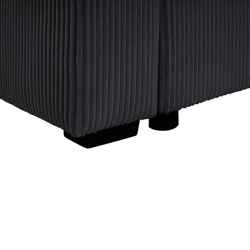 Oversized Sectional Sofa 115.3' U-Shaped Sofa with Chaise Lounge and Three Soft Throw Pillows, Black Corduroy Fabric Default -DTYStore