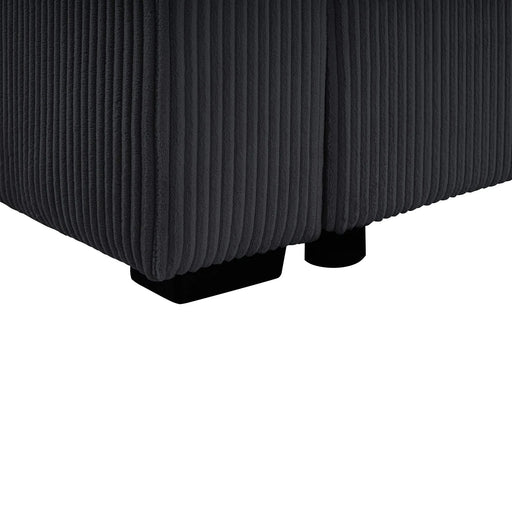 Oversized Sectional Sofa 115.3' U-Shaped Sofa with Chaise Lounge and Three Soft Throw Pillows, Black Corduroy Fabric Default -DTYStore