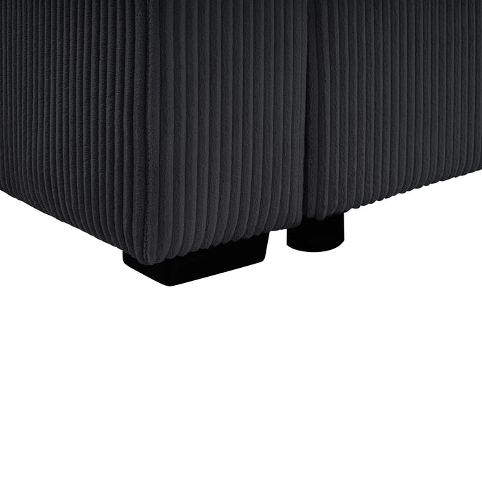 Oversized Sectional Sofa 115.3' U-Shaped Sofa with Chaise Lounge and Three Soft Throw Pillows, Black Corduroy Fabric Default -DTYStore