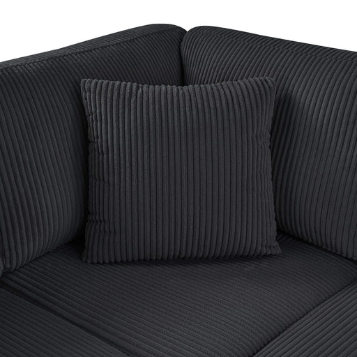 Oversized Sectional Sofa 115.3' U-Shaped Sofa with Chaise Lounge and Three Soft Throw Pillows, Black Corduroy Fabric Default -DTYStore