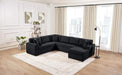 Oversized Sectional Sofa 115.3' U-Shaped Sofa with Chaise Lounge and Three Soft Throw Pillows, Black Corduroy Fabric Default -DTYStore
