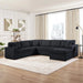 Oversized Sectional Sofa 115.3' U-Shaped Sofa with Chaise Lounge and Three Soft Throw Pillows, Black Corduroy Fabric Default -DTYStore